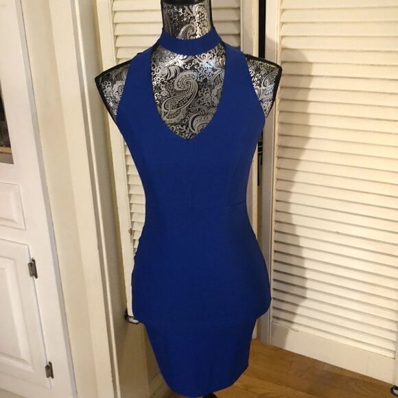 Guess dress XS royal blue, neck wrap. Stretchy. - Picture 2 of 11
